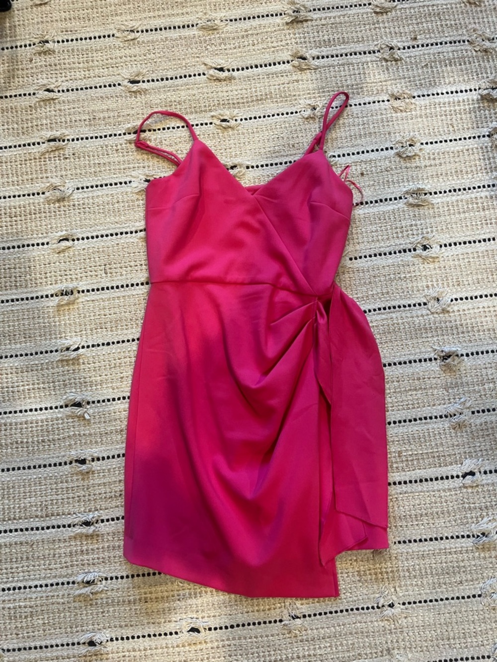 French Connection Hot Pink Spaghetti-Strap Wrap Mini Dress